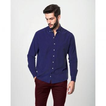 Camisa de micropana corte smart en azul marino para hombre