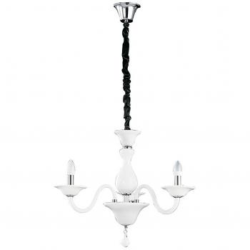 Araña sin pantallas Soffio 3 bombillas Cristal blanco, Candelabro de 3 luces, color Blanco, dimensiones 66x50cm