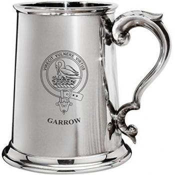 Garrow Family Crest Polished Pewter 1 Pint Tankard with Scroll handle