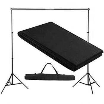 vidaXL Sistema de Fondo para Estudio Fotografía con Soporte Negro 300X300 cm