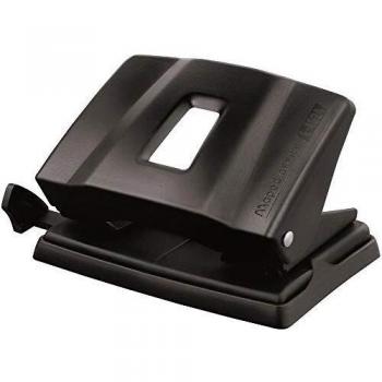 Maped - Perforadora de Papel - Essentials Metal 20/25 Hojas con 2 Agujeros- Agujeador de Papel con Regleta Multi Formatos - Tapa para Vaciar Confetis - Distancia de 80 mm entre Anillas - Color Negro