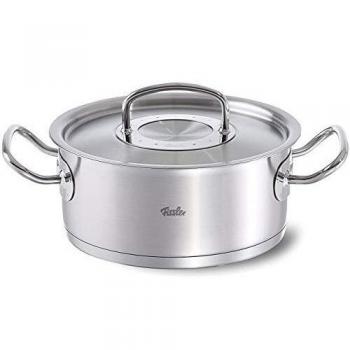 Fissler Original-Profi Collection Cacerola de 4,6 L y 24 cm de diámetro, acero inoxidable, cacerola con tapa, escala de medición interior, todo tipo de placas, inducción