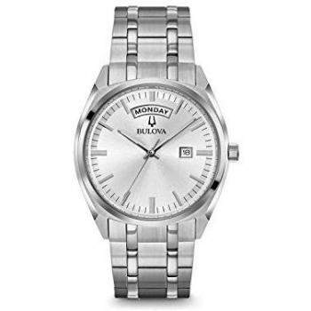 Bulova Surveyor Day Date Silver Men's Watch 96C127
