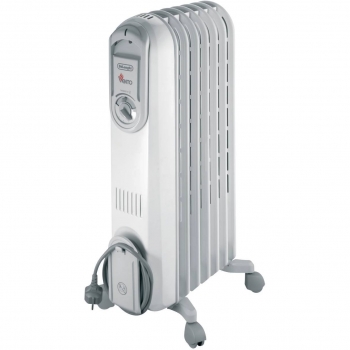 Delonghi Vento V550715 Radiador De Aceite, 1500 W, 3 Velocidades, Acero Inoxidable, Blanco