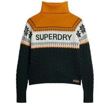 Superdry Sudadera Aspen Ski para mujer, Jersey de punto verde (XL), Casual, Algodón, Superdry outlet 2024