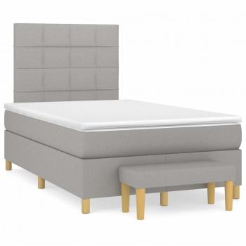 Cama box spring con colchón tela gris claro 120x190 cm