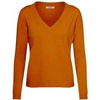 PIECES Pckalissa LS V-Neck Knit suéter, Amarillo