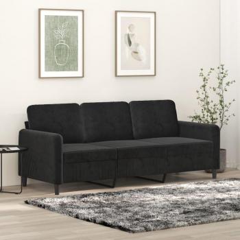 Sofá 3 plazas terciopelo negro 180 cm