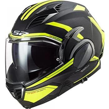 LS2 Valiant II REVO Casco de Moto, Hombre, Negro Amarillo, M