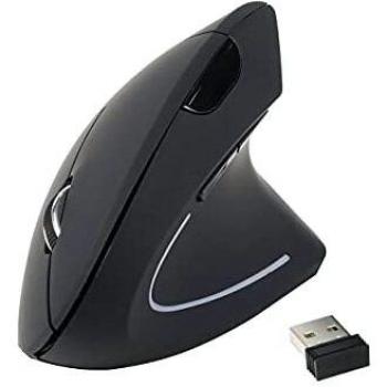 Equip Ratón Vertical Inalámbrico Ergonómico 1600DPI, Negro con USB y 5 Botones