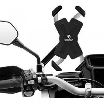 Grefay Motorcycle Phone Mount Metal Automatic Smartphone Holder for Rearview Mirror with 360 Rotate for 3.5 to 6.5 inch Smartphone