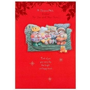 Hallmark - Tarjeta de felicitación de Navidad para hermano y familia, diseño con texto en inglés, tamaño mediano