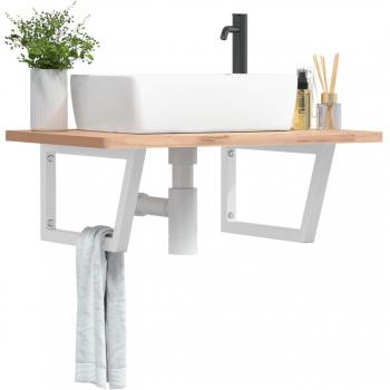 Fregadero de acero trapecio blanco 2 piezas con soportes estante de lavabo 2 unidades trapecio acero blanco Vidaxl White