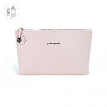 Pasito a Pasito. Neceser de Bebé Biscuit Pequeño. Bolso Organizador para Aseo e higiene del bebé. Práctico y cómodo de Llevar. Eco-Leather Tipo Vacuno Color Rosa. Medidas 26 X 17 X 8 cm.