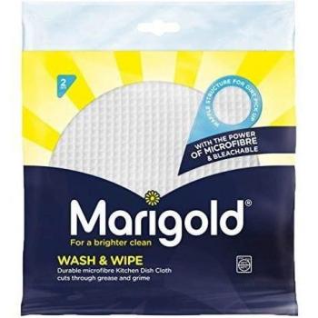 MARIGOLD Wash & Limpiar, Paño de Cocina, 12 Unidades, Color Blanco de 2 Paños