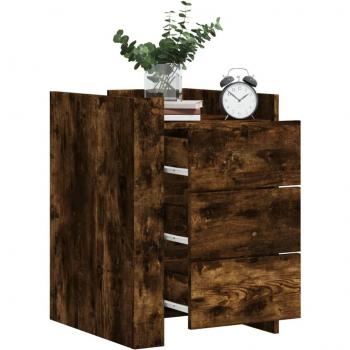 Mesita de noche de madera de ingeniería 45x50x65 cm en color Blanco, Negro y Roble Sonoma, ideal para habitación, dormitorio, salón o estudio