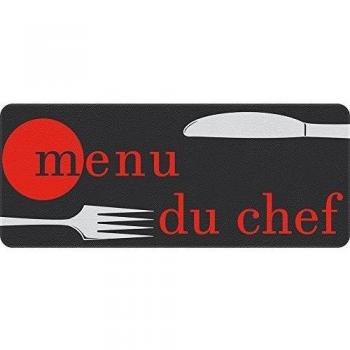 ID mate 50120 Menu du Chef-Alfombrilla de cocina poliéster y fibra de poliamida y PVC, 50 x 120 x 0,4 cm