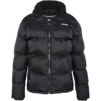 Schott High Neck Zippered Puffer Jacket with Embroidery