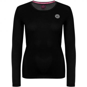 BIDI BADU Roundneck Longsleeve Pia Tech-Camiseta de Manga Larga con Cuello Redondo, Mujer, Negro, Extra-Small
