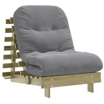 Futón sofá cama con colchón de madera impregnada de pino 70x206x11 cm color marrón