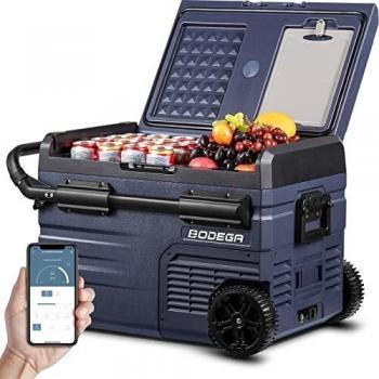 BODEGA 35L Nevera 12v Compresor, -20℃~20℃ Nevera Portatil, Nevera Auto, Zona Doble, Manual&APP Control, 12/24 V DC, 100-240V AC Refrigerador para Camping, Viajes, Coche
