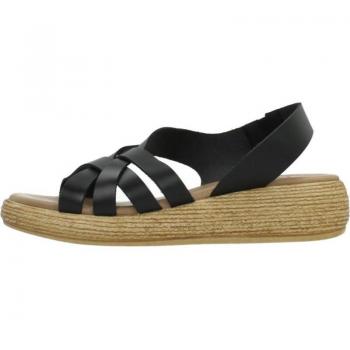 Sandalia de cuña de piel negra para mujer Porronet 2933P