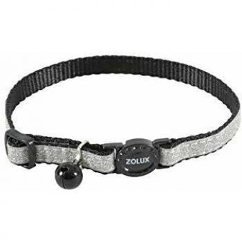 Collar de nylon ajustable SHINY para gato, negro, 17 a 30 cm