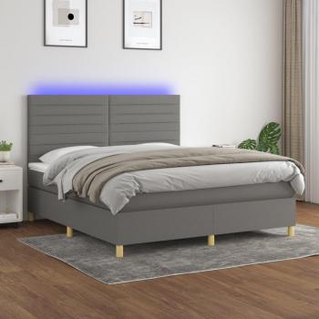 Colchón de cama suave con luces LED en tela gris oscuro 180x200 cm
