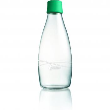 ApS Retap 0,8 litro Botella de Agua Grande Cristal de borosilicato, Resistente Verde