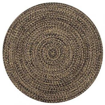 SengentoStyle Vloerkleed handgemaakt 120 cm jute zwart en naturel