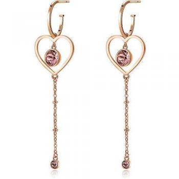 Orecchini donna pendenti BROSWAY SIGHT in acciaio oro rosa e cristalli rosa BGH22