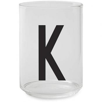 Design Letters Vaso para beber personal - K - Vaso decorativo disponible, de la A a la Z, ideal para agua y bebidas, apto para lavavajillas, 350 ml, H: 10,5 x P: 7,5 cm