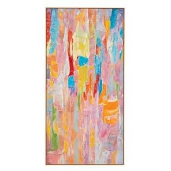 Cuadro Abstracto con Marco Beige 90x4x180 Cm - Arte para el Hogar Multicolor