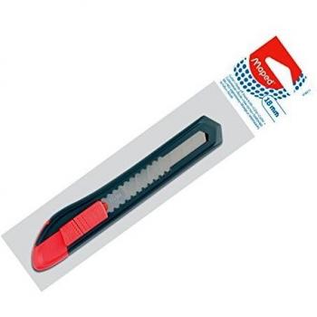 Maped - Cúter Profesional - Start - Cúter para Diestro - Diseño Rojo y Negro - Bloqueo Manual de la Cuchilla - Corta Cuchillas Integrado - Cúter de Precisión de 18 mm