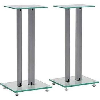vidaXL Speaker Stands 2 pcs Tempered Glass 2 Pillars Design Silver