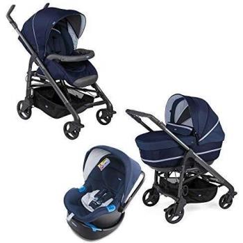 Chicco Love Up - Cochecito con capazo y silla de paseo. Compacto y plegable, color azul