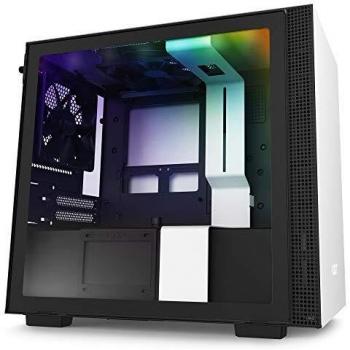 NZXT H210i, Mini-ITX PC Gaming Case, Front I/O USB Type-C Port, Tempered Glass Side Panel Cable Management, Water-Cooling Ready, Integrated RGB Lighting, Steel Construction, White/Black