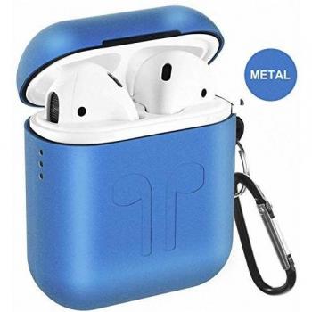 Airpods Case, Qcoqce Funda Airpods en Metal, Ligero Impermeable Antipolvo Airpods Accesorios con Protective Skin Silicona Metalica para Apple Airpods
