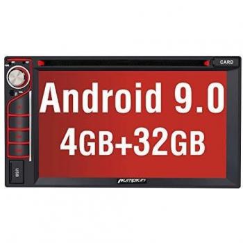 Pumpkin Android 9.0 2 DIN Autoradio Universal con DVD, 4GB RAM + 32GB ROM/ 8 Cord, Coche Estéreo Radio con GPS Navegación, Soporte Bluetooth, Control Volante, WiFi, SD, USB, Mirror-Link