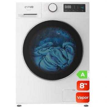 Lavadora EVVO Nature 8kg Inverter A+ Vapor 1400rpm Carga Frontal 15 Programas Blanca