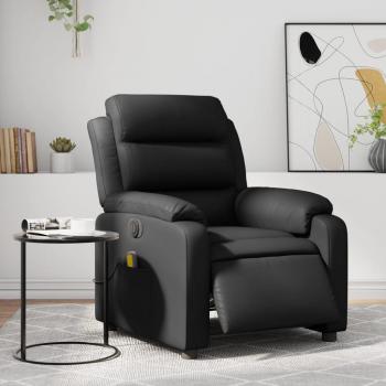 Sillón de masaje reclinable eléctrico de cuero sintético en negro, crema y gris - vidaXL Sillón cómodo para dormitorio, silla relax y sofá