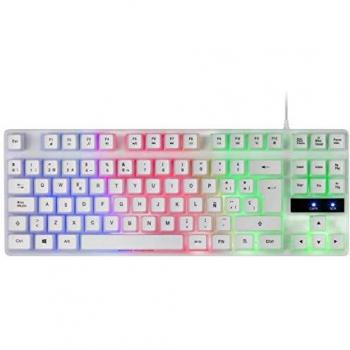 Mars Gaming MK02 Blanco, Teclado Gaming H-Mech, Compacto TKL, FRGB Rainbow, Antighosting, Idioma Español