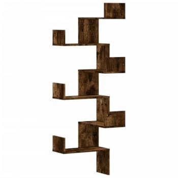 Estantería de esquina Multilayer madera roble ahumado 45x45x147 cm