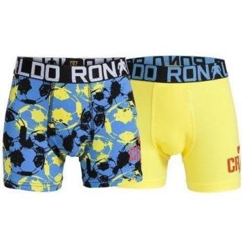 CR 7 8400-51-447 Cristiano Ronaldo Underwear, bóxer Boys, pack de 2, para niños y adolescentes, suave y ultra cómodo, 95% algodón 5% elastán, amarillo claro/azul con motivo negro amarillo, tamaño 1315