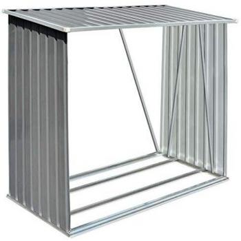 vidaXL Garden Log Storage Shed Galvanised Steel 163x83x154 cm Grey