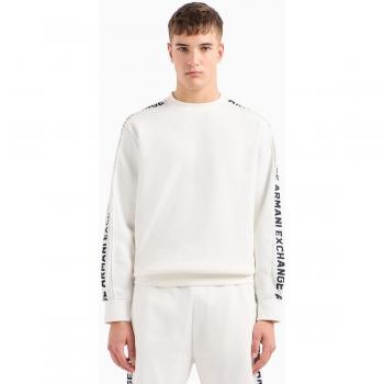 Armani Exchange Men's Logo Tape Crew Neck Sweatshirt - Off White - Size L - Male