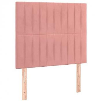Cabecero con luces LED terciopelo rosa 80x5x118/128 cm