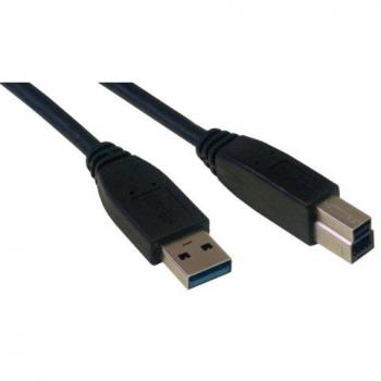 Cable USB 3.0 A a B (1 m, Conectores Macho, Negro)