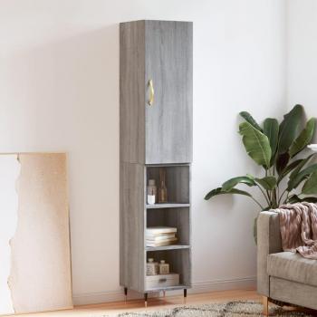 Aparador de madera contrachapada gris Sonoma 34,5x34x180 cm con 3 estantes, Mueble de Almacenaje de Salón, Buffet para salón, Armario Auxiliar y Armario de Almacen