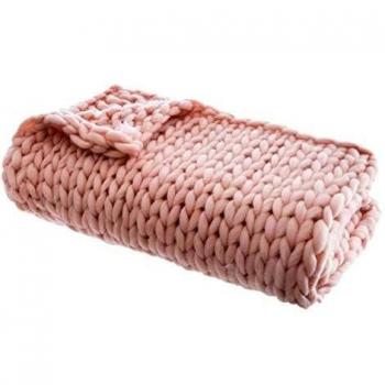Plaid Chunky de Punto Grueso Rosa 120 x 150 cm - Manta Caliente para Cocooning